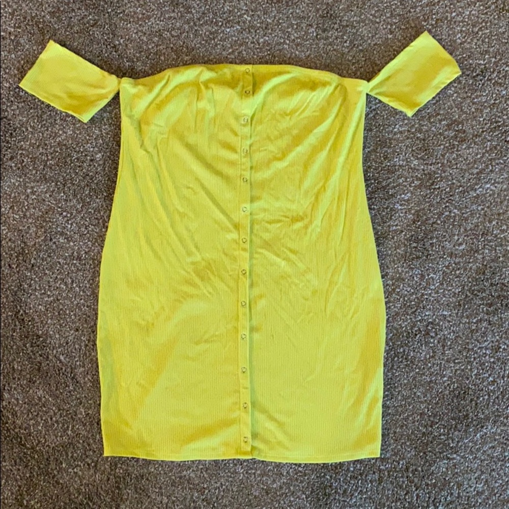 Yellow off-the-shoulder dress